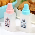 Portable mini plastic sauce bottles with pink and blue caps for bento and salad dressings - Kitchen Style Bottles