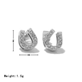 U-vormige hoefijzer oorbellen met zirkonia steentjes, 9 mm hoog en 8 mm breed - Zilver