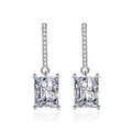 Orecchini in argento con zircone rettangolare taglio radiant e micro pavé di brillanti - Bianco