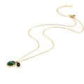 Collana chic in acciaio al titanio oro con agata verde e pendente rettangolare nero - Collana dorata (I207)