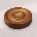 Dark walnut round wooden display tray with concentric grooves for beads and bracelets - Round Pine Brown Lacquer