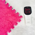 Pink plush foam puzzle floor mat with low VOC emission testing device for room safety - Rose Red