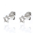 Minimalist S925 sterling silver hollow star stud earrings for women on white background - Silver Star