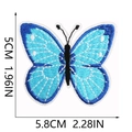 Blue and cyan butterfly embroidered patch showing dimensions 5cm x 5.8cm in detail - Blue Cyan Butterfly (C19HD-093-29)
