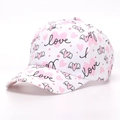 White baseball cap with pink heart patterns and love text print for children - White Love Heart Style (7#)