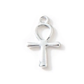 Ciondolo a croce Ankh in argento lucido con finitura metallica liscia e anello - Simbolo Ankh Placcato Argento