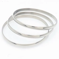 Minimalist polished stainless steel silver bangles set for couples and daily wear - Inner Diameter 55mm / Steel Color (3 Rings)