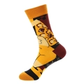 Calze medie in cotone stile Picasso con motivo chef e pizza in arancione e bordeaux - Taglia unica / 1017 Arancione Rosso Patchwork
