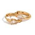 18K gold plated hoop earrings featuring a pear-shaped cubic zirconia water drop - Teardrop Zirconia Ear Buckle / Gold