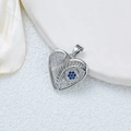 Silberner Herzanhänger mit blauem Bösen Blick und Mikro-Pave-Zirkonia-Kristallen - [D3024KN] Silbernes Hohles Herz Böser Blick