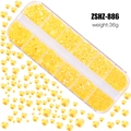 12-grid box of bright lemon yellow resin flatback rhinestones for nail art DIY, 36g set - Light Orange Yellow AB (ZSHZ-886)
