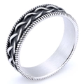 Macro shot of silver Viking woven texture on a stainless steel band for men - Hand-Woven Texture Style (16406)