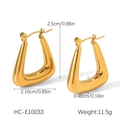 Detailed dimensions of 18K gold plated stainless steel hollow geometric triangle earrings - Irregular Triangle Style (HC-E10033)
