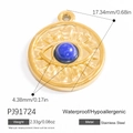 Stainless steel evil eye pendant charm in gold finish with blue stone inlay - Evil Eye Design Style (PJ91724) / Blue