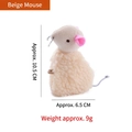 Plush mouse cat toy in beige sherpa fabric with pink ears, 10.5cm tall and 9g weight - Velcro Mouse / Beige