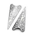 Silver stainless steel long triangle pendant charms with engraved floral and butterfly pattern - Patterned Triangle Pendant 16mmx42mm