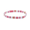 Detail of bohemian stretch bracelet with pink white and gold flat beads - Pink White Gold
