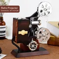 Retro vintage movie projector model 16x7.5x21cm with industrial metallic silver gears - Projector Clockwork Music Box