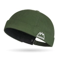 Dark green brimless docker hat with mountain embroidery and adjustable back strap - Dark Green / Adjustable (55-60cm)