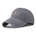 Washed cotton baseball cap featuring Jesus text print and vintage gray finish - Adjustable / Jesus Grey