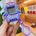 Mini purple monster handheld game console keychain with BOSS design and functional buttons - Purple Dinosaur Game Console