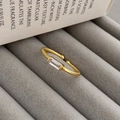 Minimalist s925 silver golden twist ring with rectangular zircon and adjustable opening - Adjustable Open / Gold
