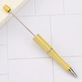 Pale gold DIY beaded ballpoint pen featuring a sleek metallic rod for custom bead accents - Morandi Yellow