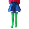 Kids Halloween bright green striped tights with spider web print for costume styling - 6-8 Years / Green