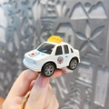 Miniature white taxi car model keychain with cute cartoon character print design - Doraemon Car Keychain - Taxi