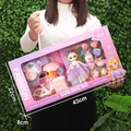Princess doll gift set with purple lace dress, tricycle and sweets in pink display box - 43cm Portable Box Candy Cart Doll Set