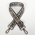 Detail of leopard print wide canvas bag strap with gunmetal swivel hooks and adjustable buckle - Leopard Print + Gun Black Hook