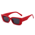 Retro small square frame sunglasses with red plastic frame and dark gray lenses for UV protection - Red Frame Dark Grey Lens