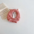 Détail du bonnet en tricot rose pour bébé avec doublure polaire et petites oreilles - Rose