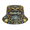 Bob Oktoberfest réversible avec motif drapeau allemand et bière pour protection solaire - M (56-58cm) / Imprimé Oktoberfest (Lettres)