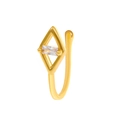 Gold non-pierced geometric U-shape nose cuff with double rhombus frame and zircon - KC Gold 10975