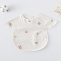 Waterproof baby feeding bib with orange peach print and crumb catcher pocket - (super Soft) Shawl - Yellow Lemon / One Size