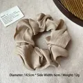 Oversized champagne gold pleated fabric hair scrunchie with 14.5cm diameter design - Q512-2 Khaki Champagne Satin