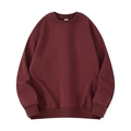 Classic crewneck sweatshirt in deep wine red featuring ribbed trims and drop shoulder design - Burgundy
