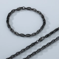 Conjunto de collar y pulsera de acero de titanio negro con eslabones de 5mm - Pulsera de 5mm (21cm) / Negro