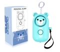 Personal alarm in light blue bear shape with LED light and 130dB sound for women - Cyan