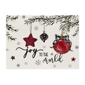 Set de table de Noël avec citation Joy to the World et ornements en vichy rouge - 32*21 (Coton Lin) / Style 2 (Joie au Monde)