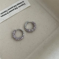 Boucles d'oreilles créoles françaises élégantes avec perles mauves et métal tressé - Perle Argentée