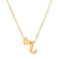 Golden heart pendant necklace featuring English letter L on a delicate chain - Letter J (10026)