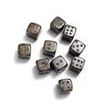 Natural 15mm gemstone dice set of 10 pieces in mottled dark red and green finish - Dragon Blood Stone