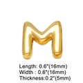 Polished gold-plated letter M charm for DIY jewelry, measuring 16mm x 16mm x 5mm size - Gold M