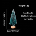 Miniature 4.5cm dark green frosted Christmas tree with snow effect and wooden base - No Packaging / 4.5CM Blue-Green