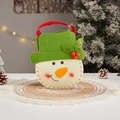 Sac cadeau bonhomme de neige en feutre vert avec poignée rouge pour bonbons de Noël - J-9 Bonhomme de Neige Dessin Animé à Fond Rond