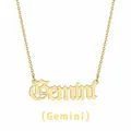 Detailed close-up of gold Gemini letter pendant in gothic font on a delicate steel chain - Gemini (Gold)