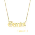 Detailed close-up of gold Gemini letter pendant in gothic font on a delicate steel chain - Gemini (Gold)