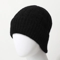 Classic black cable knit beanie for winter featuring ribbed texture and soft warm fleece - One Size / Black